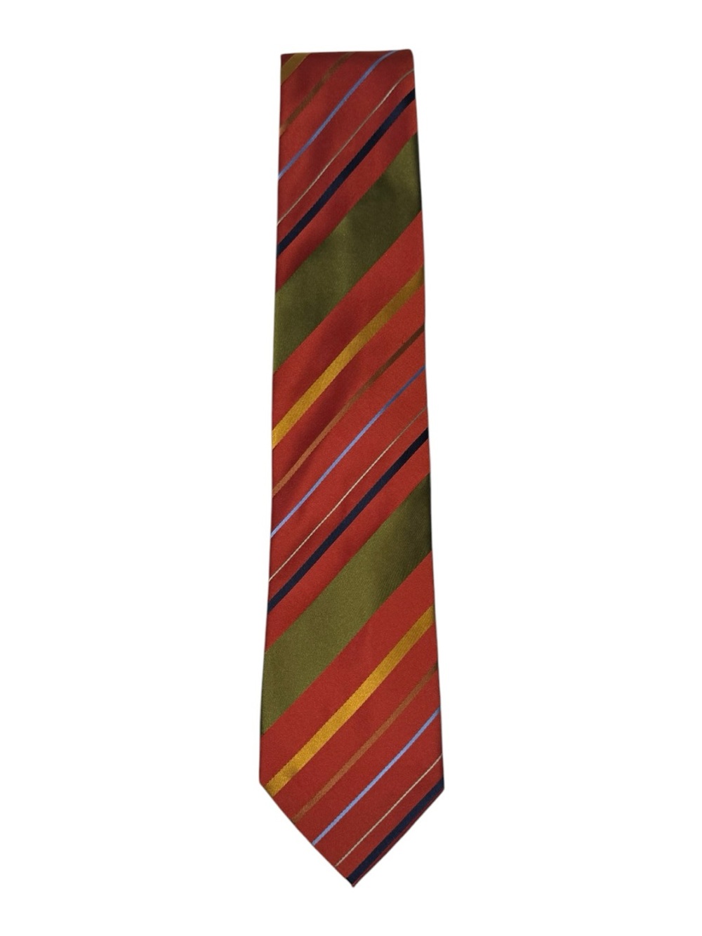 BCBG Attitude Silk Striped Tie Red Olive Blue Hand Sewn